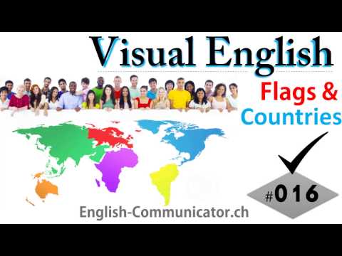#016 Visual English Language  Practical Vocabulary Training Countries Names Flags Global Part 1